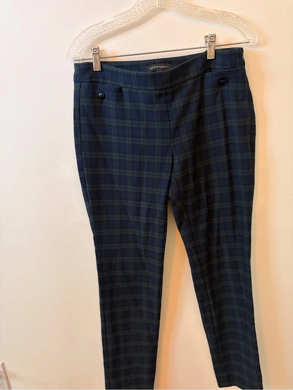 Banana Republic womens Navy and Green Plaid Dress Pants